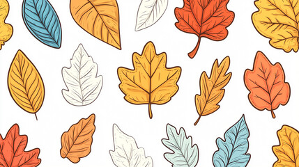 Wall Mural - thanksgiving seamless pattern for warm and cozy season design. orange flat leaves vector illustratio