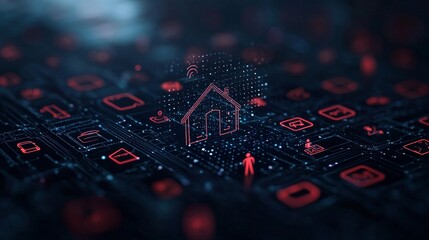 Leinwandbilder - Render illustration of IOT network for global communication powered by mobile internet devices