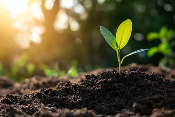 Poster - An eco-friendly concept of a tree growing in the sunlight in a garden.