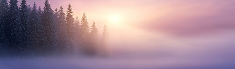 Leinwandbilder - Abstract landscape of a forest in winter. Landscape panorama in winter with sunshine and bright colors.