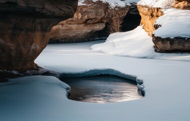Poster - Early morning light reflects off the snow covered trails