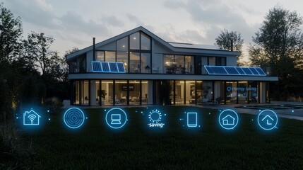 Poster - Smart home with garage at night