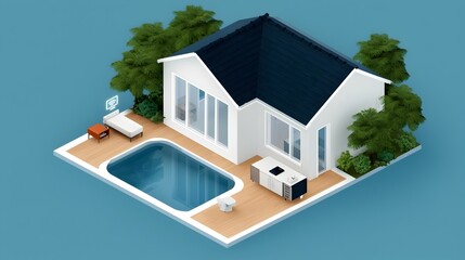 Poster - Isometric of a modern smart home interior showcasing the of various IoT devices and automation systems that provide enhanced comfort security and energy efficiency