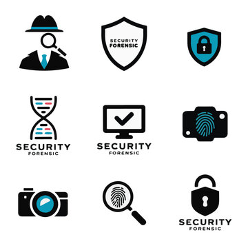 a-logo-group-of-9-about-security-forensic-illustra