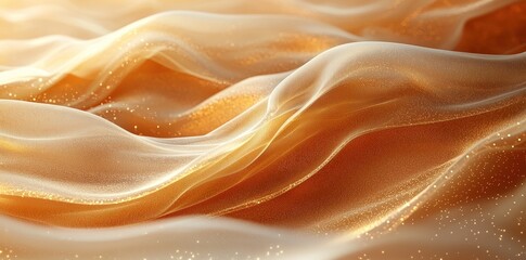 Wall Mural - abstract flowing golden waves with soft glowing particles creating a fluid, ethereal effect generati