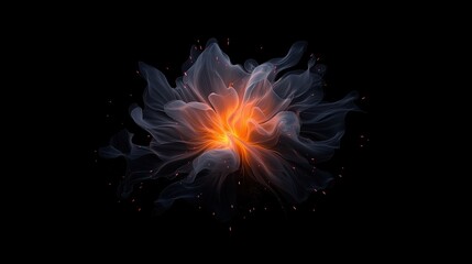 Wall Mural - black and orange flower with a lot of fire. the flower is surrounded by a lot of fire and it looks l
