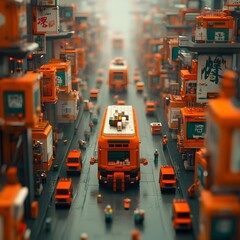 Leinwandbilder - Colossal streamlined container vessels of the future equipped with intelligent automation systems and precision robotic arms for seamless cargo handling navigating through a bustling