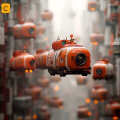 Fototapete - Futuristic cargo vessels with aerodynamic hulls and state of the art robotic loading systems power the future of global logistics and trade