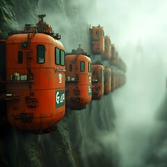 Leinwandbilder - Massive state of the art cargo vessels with streamlined aerodynamic hulls and advanced robotic cargo handling systems facilitating a dynamic global network of trade and transportation