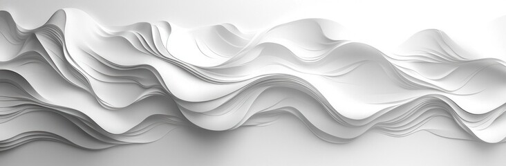 Wall Mural - abstract flowing white waves with a smooth, textured surface creating a fluid, dynamic motion effect