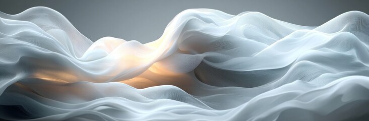 Wall Mural - abstract flowing white waves with a smooth, textured surface creating a fluid, dynamic motion effect