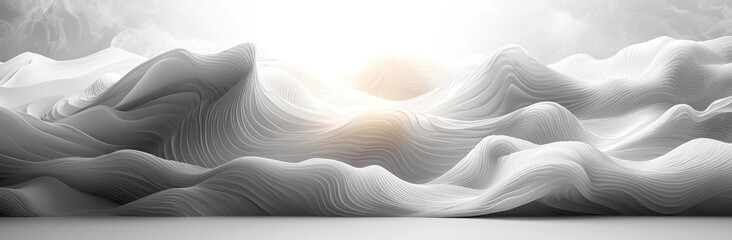 Wall Mural - abstract flowing white waves with a smooth, textured surface creating a fluid, dynamic motion effect