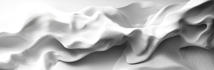 Wall Mural - abstract flowing white waves with a smooth, textured surface creating a fluid, dynamic motion effect