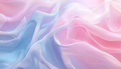 Wall Mural - abstract pastel fabric waves in soft pink and blue hues generative ai
