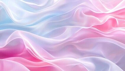 Wall Mural - abstract pastel fabric waves in soft pink and blue hues generative ai