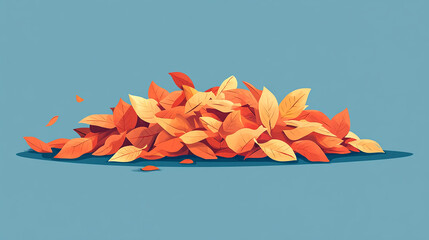 Wall Mural - a pile of autumn leaves ready to be jumped in. vector flat minimalistic isolated graphic vector illu