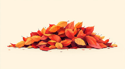 Wall Mural - a pile of autumn leaves ready to be jumped in. vector flat minimalistic isolated graphic vector illu