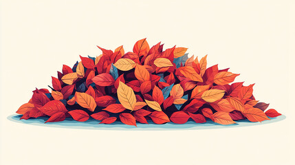 Wall Mural - a pile of autumn leaves ready to be jumped in. vector flat minimalistic isolated graphic vector illu