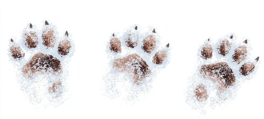 Dog footprints on a white background. , isolated on white background,  , free space text, copy space, copy space for text,