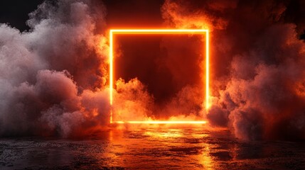 Poster - Time travel through a glowing neon portal to another world, as if it were a portal to another dimension.