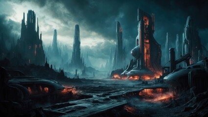 Wall Mural - Apocalypse of the universe, alien wars, game art