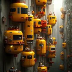 Fototapete - Towering futuristic cargo ships equipped with innovative hull shapes and sophisticated robotic loading systems driving the next chapter of global logistics and supply chain networks