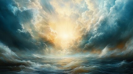 Wall Mural - the creation of the universe god s command let there be light from the book of genesis