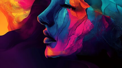 Poster - Abstract portrait of a woman in vibrant colors.