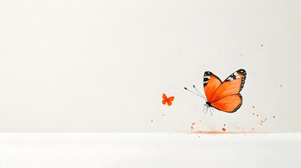 Poster - of a monarch butterfly painted in vibrant watercolor with Halloween inspired colors and themes isolated on a clean minimalist background for versatile seasonal design use