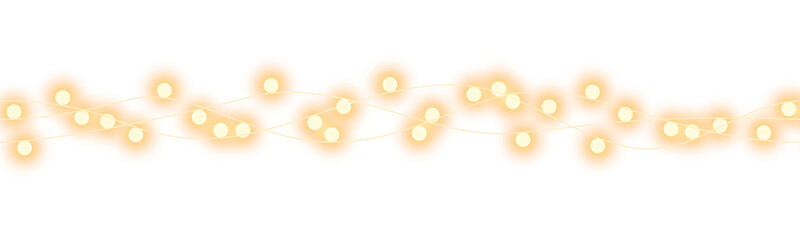 Wall Mural - christmas decoration shining light garland seamless pattern on transparent background