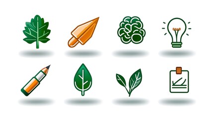 Leinwandbilder - Minimalist thin line icons representing the concepts of education intelligence cognition creativity and problem solving in a sleek modern and abstract visual style