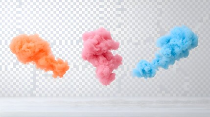 Aufkleber - Vibrant smoke plume in dynamic colors billowing upward in delicate ethereal layers isolated on a transparent background for creative visual compositions and digital art