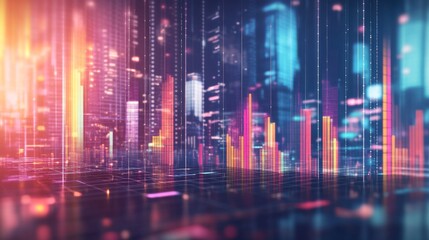 Poster - Vibrant Data Visualization in a Modern Cityscape