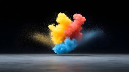 Fototapete - Striking multicolored smoke plume with subtle gradients floating freely in a transparent studio background creating an ethereal and visually captivating design element for modern creative projects