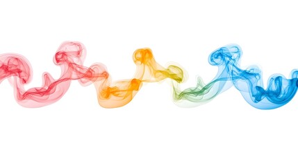 Poster - Ethereal colorful smoke plume creating smooth fluid shapes against a transparent background perfect for layering design work and adding an touch to various creative projects