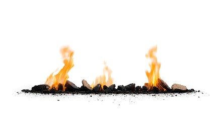 Poster - Isolated and abstract fire flames with soft edges and glowing embers rising naturally against a plain white background for use in high contrast and graphic design compositions
