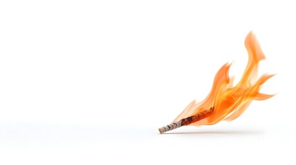 Poster - Vibrant and dynamic flickering flame isolated on a clean white background creating a dramatic focal point with natural curved shapes and bright colors