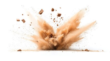 Poster - Dramatic explosion of vibrant chocolate colored powder dispersing in all directions creating a visually striking and dynamic scene for festival party and visuals and designs