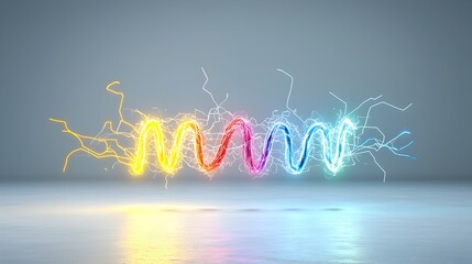 Fototapete - Captivating abstract showcasing dynamic and colorful electrical currents crackling and spreading with high energy visuals against a transparent background