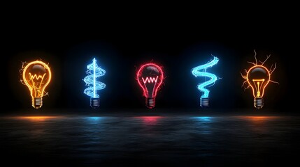 Vibrant and Colorful Electricity Bolts Surging with Bright Glowing Energy Isolated on a Transparent Background for Electric and Futuristic Designs