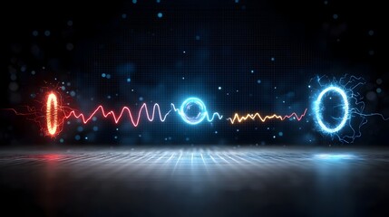 Fototapete - Colorful electric sparks and energy waves crackling and twisting in bright tones isolated on a transparent background creating a high energy visual effect