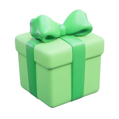 Wall Mural - green gift box 3d render icon isolated on transparent background cutout