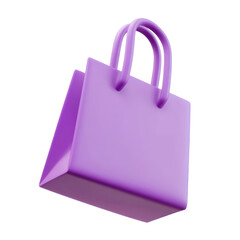 Wall Mural - purple shopping bag 3d render icon isolated on transparent background cutout