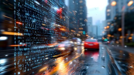 Aufkleber - Seamless of cutting edge communication technology cryptocurrency and blockchain solutions for a thriving digital business ecosystem in a futuristic urban landscape