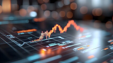 Poster - A captivating holographic 3D visualization of a bustling exchange trading floor in a contemporary financial center featuring holographic data displays a blur of activity and a clean