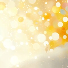 Wall Mural - golden bokeh lights and soft glowing orbs on a warm gradient background. abstract festive design wit