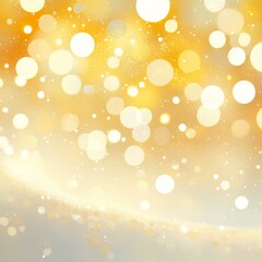 Wall Mural - golden bokeh lights and soft glowing orbs on a warm gradient background. abstract festive design wit