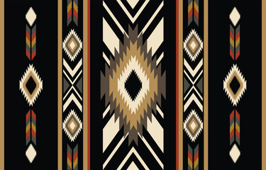 Wall Mural - ethnic tribal aztec colorful black  background. seamless tribal pattern, folk embroidery, tradition geometric aztec ornament. traditional  design for fabric, textile, print, rug, paper