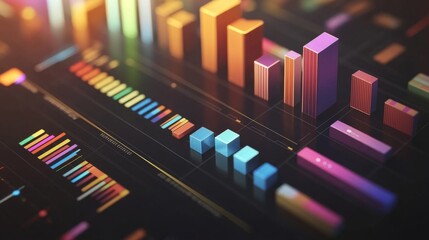Fototapete - Colorful Data Visualization and Graphs for Analysis