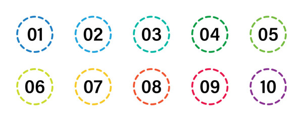 Poster - Bullet points numbers. Steps, tag icons. Numbers marker. Color Number vector set